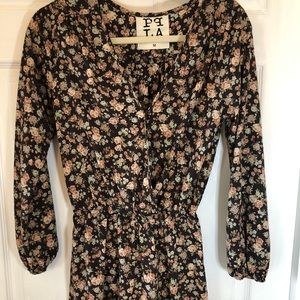 Floral, Long-Sleeve Romper